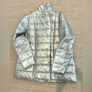 J.McLaughlin Metallic Silver Autumn Puffer Jacket XL